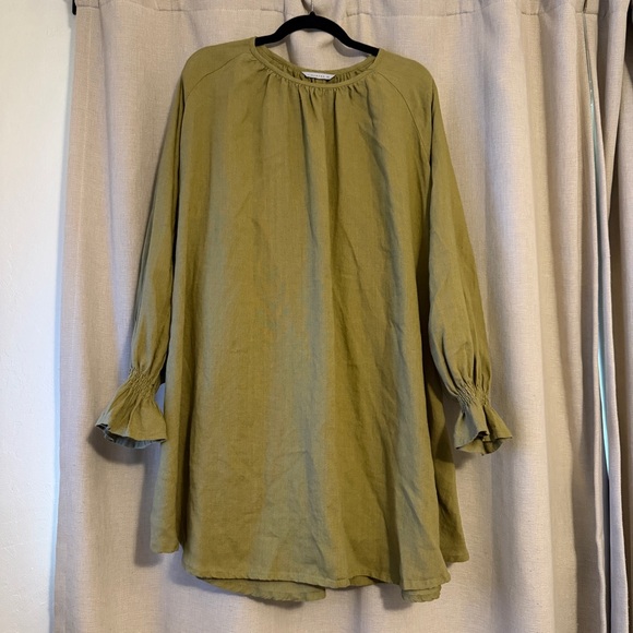 Linenfox Olive Green Agata Linen Dress - Picture 4 of 6